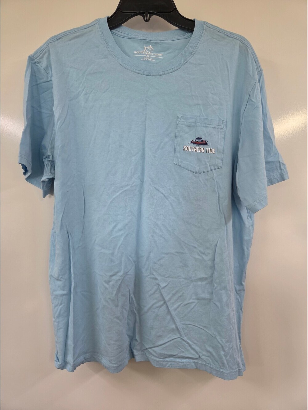 Southern Tide Light Blue Cotton T-Shirt XL with Pocket Logo